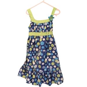 🔖 4 for $20 Jessie Girl sz6X girl's blue & green polkadot cotton dress EUC